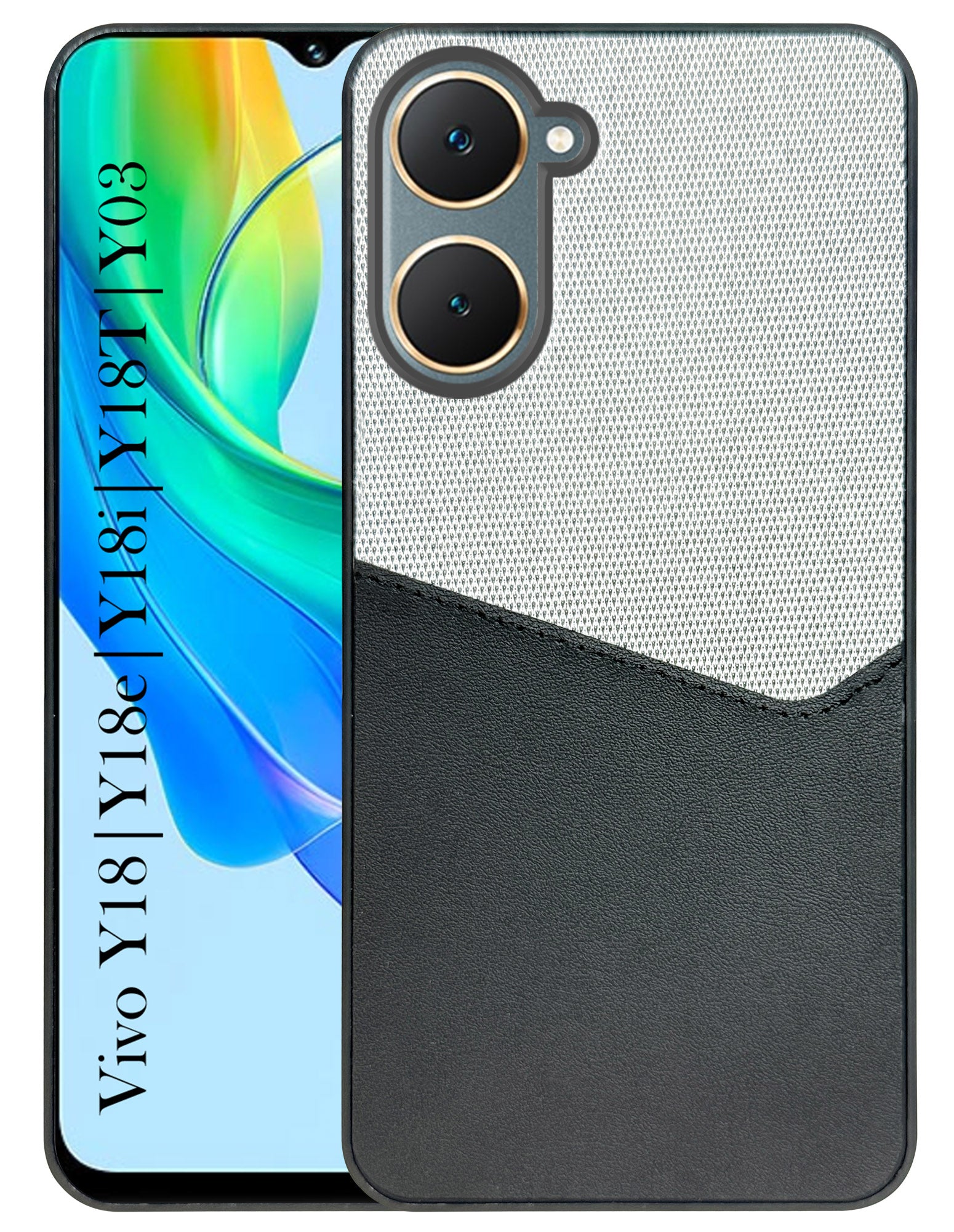 For Vivo Y18 | Y18e | Y03 | Y18i | Y18t Back Cover Case (Dual PU Leather Stitch | Professional Minimalist | Soft and Flexible)