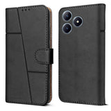 For Realme Narzo N63 Flip Cover Case (Stitched Leather with Magnetic Closure)