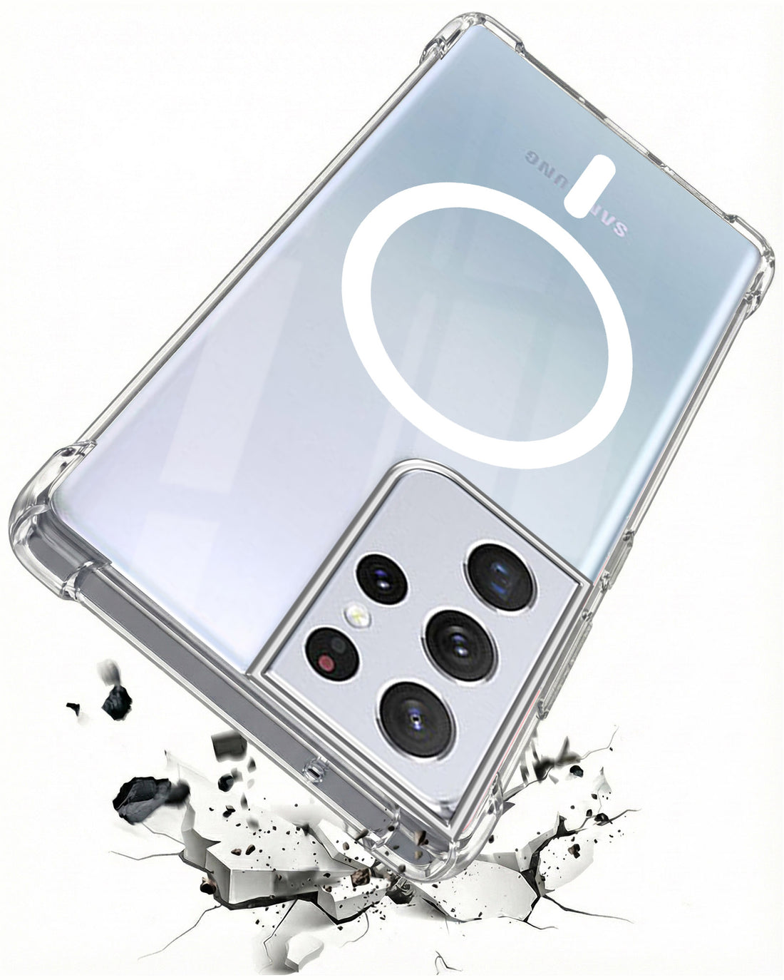 For Samsung Galaxy S21 Ultra 5G Back Cover Shockproof Crystal-Clear (Magsafe Wireless Support | Drop & Camera Protection | Hard Polycarbonate)