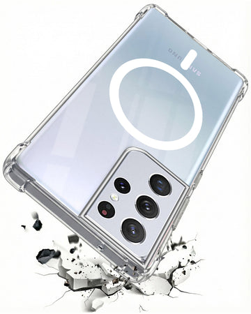 For Samsung Galaxy S21 Ultra 5G Back Cover Shockproof Crystal-Clear (Magsafe Wireless Support | Drop & Camera Protection | Hard Polycarbonate)