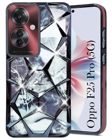 For Oppo F25 Pro 5G Back Cover Case (Dual Design Glitter Sparkle and Detachable Diamond Print Case | Soft and Flexible)