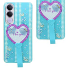 For Vivo V70 FE 5G Back Cover Case (3D Cute Heart Strap Holder | Camera Protection | Designer Girls Print)