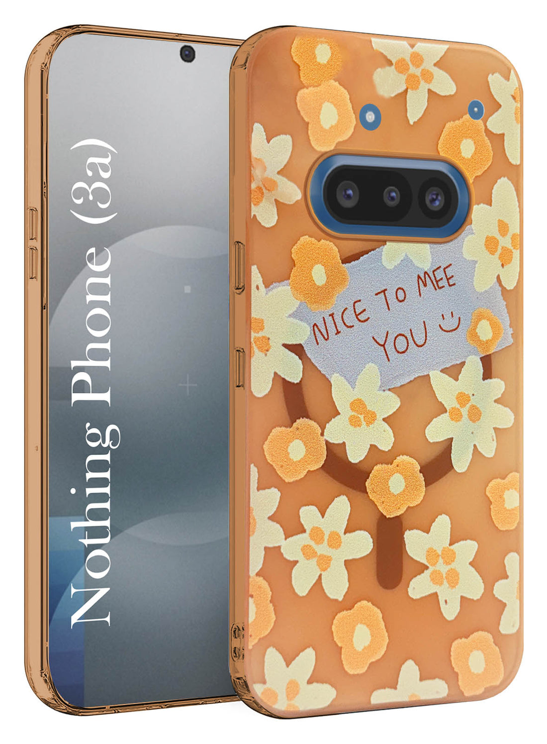For Nothing Phone 3A Back Cover Case (Cute Floral Design | Flower Print for Girls | MagSafe Compatible Wireless Charging)