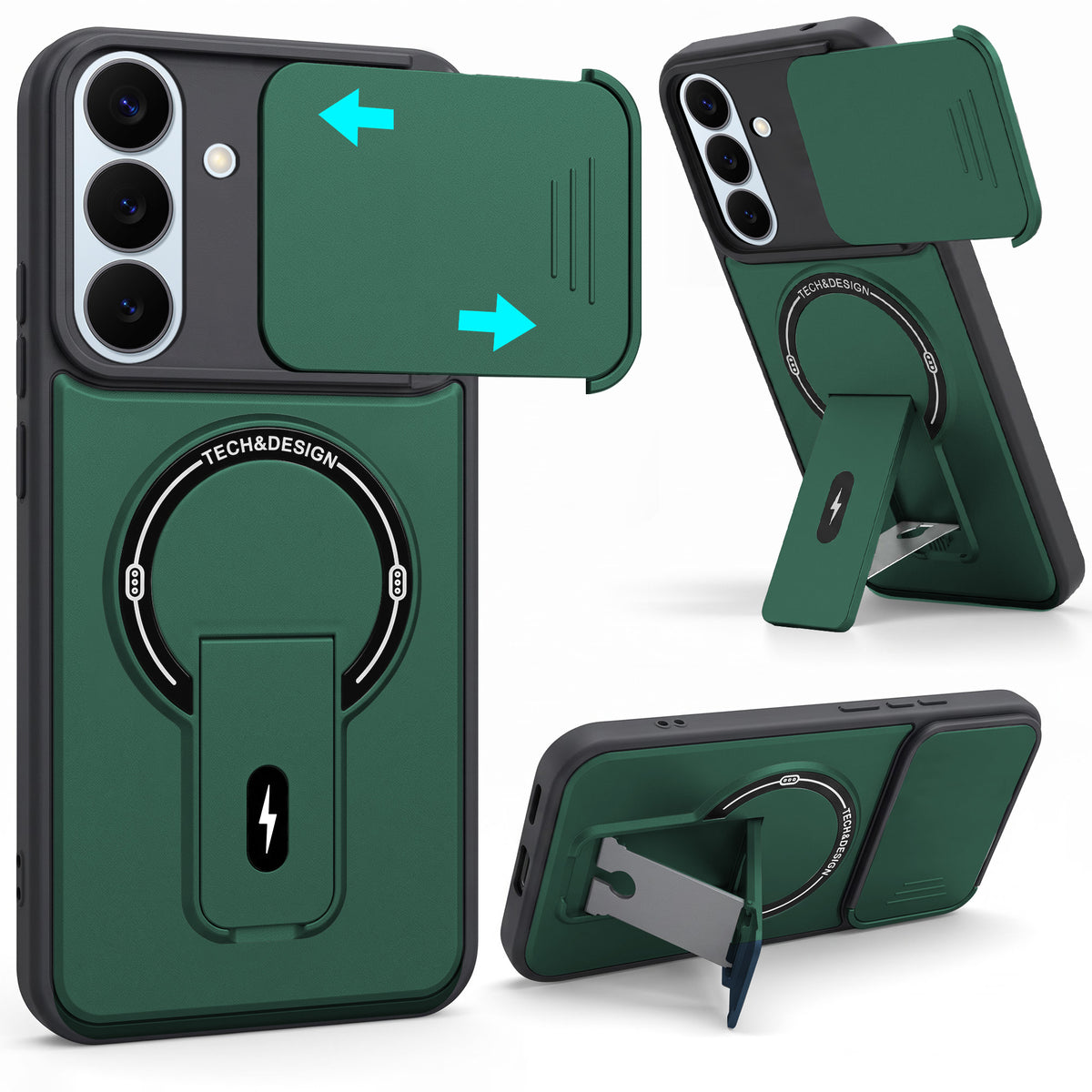 For Samsung Galaxy S26 5G Back Case Cover Metallic (Hybrid Armor Kickstand | Sliding Shutter Camera Protection | MagSafe Compatible)