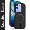 For Vivo iQOO Z10x Back Cover Case Leather Finish (MagSafe Compatible Wireless Charging | Soft Touch | Camera Bump Protection)