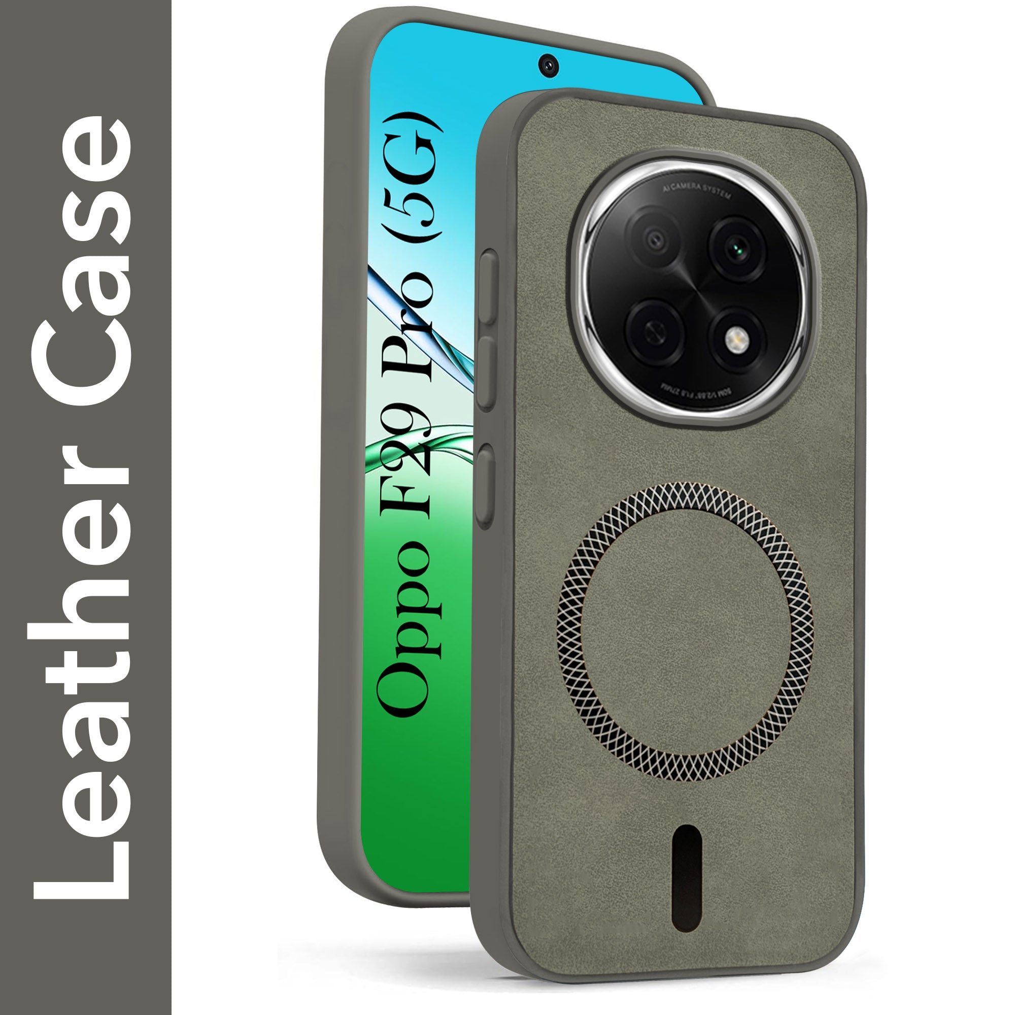 For Oppo F29 Pro Back Cover Case Leather Finish (MagSafe Compatible Wireless Charging | Soft Touch | Camera Bump Protection)
