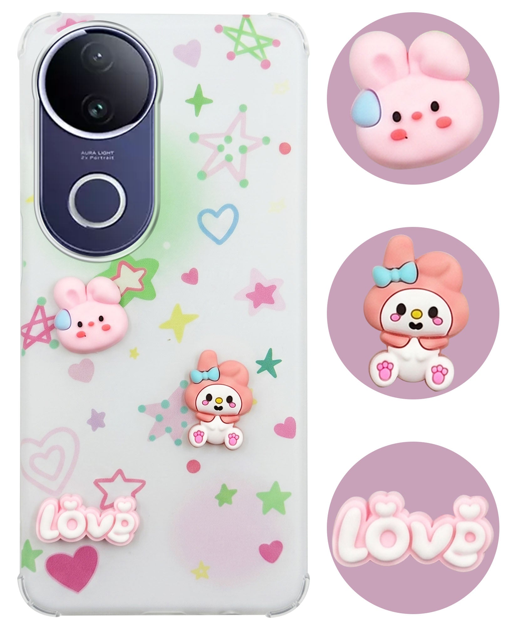 For Vivo T4R Back Cover Case (3D Cute Cartoons | Hard Back Side Soft | Matte Premium Finish | HD Printing)