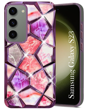 For Samsung Galaxy S23 5G Back Cover Case (Dual Design Glitter Sparkle and Detachable Diamond Print Case | Soft and Flexible)