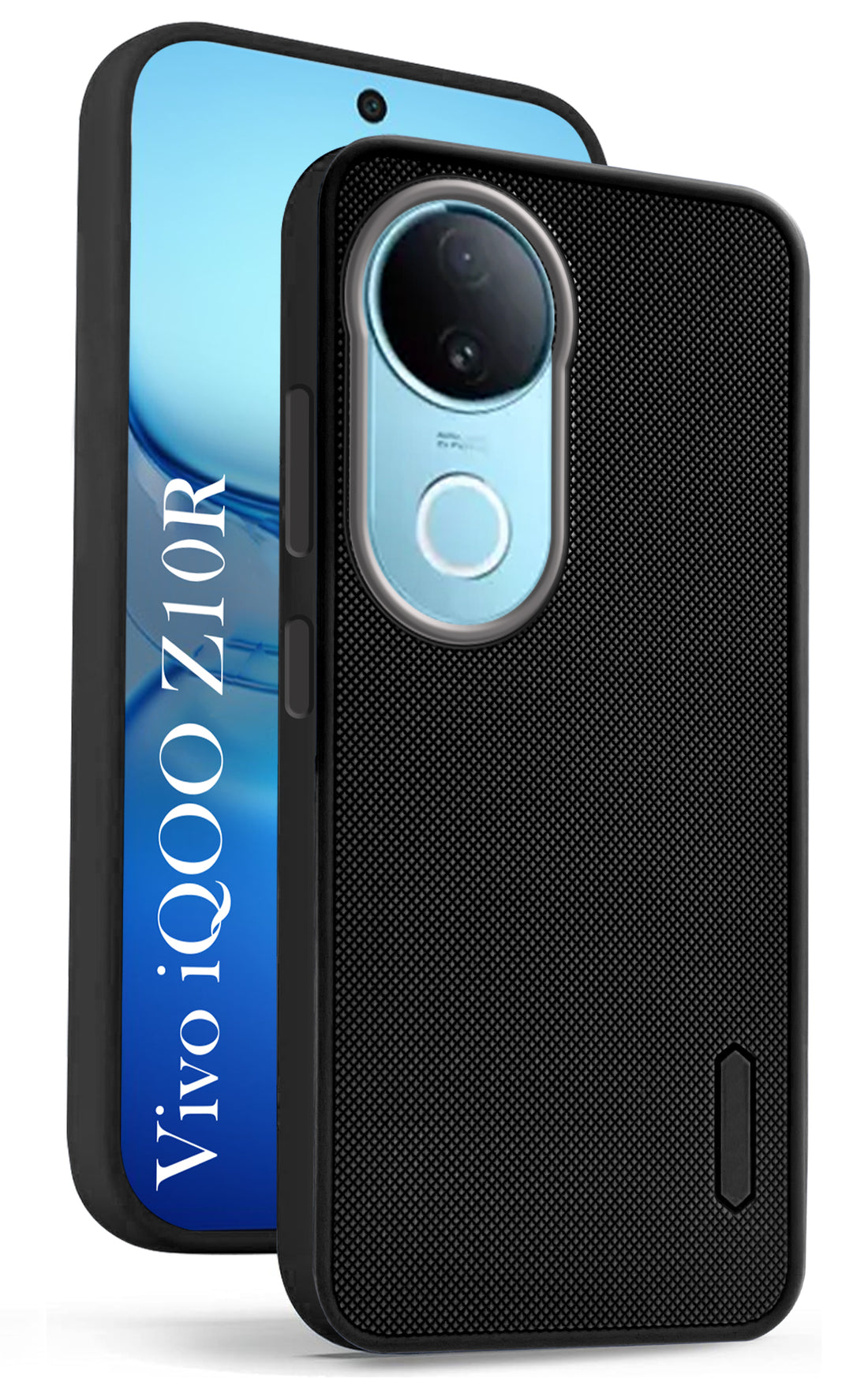 For Vivo iQOO Z10R Back Cover Case (Textured Grip Design | Micro-Fiber Cloth Inside | Slim and Light Weight | Soft Touch and Feel | Black)