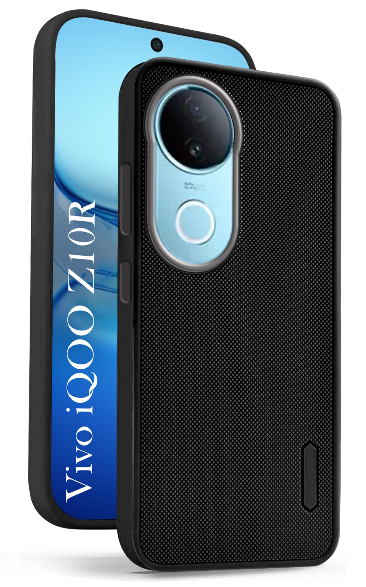 For Vivo iQOO Z10R Back Cover Case (Textured Grip Design | Micro-Fiber Cloth Inside | Slim and Light Weight | Soft Touch and Feel | Black)