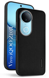 For Vivo iQOO Z10R Back Cover Case (Textured Grip Design | Micro-Fiber Cloth Inside | Slim and Light Weight | Soft Touch and Feel | Black)