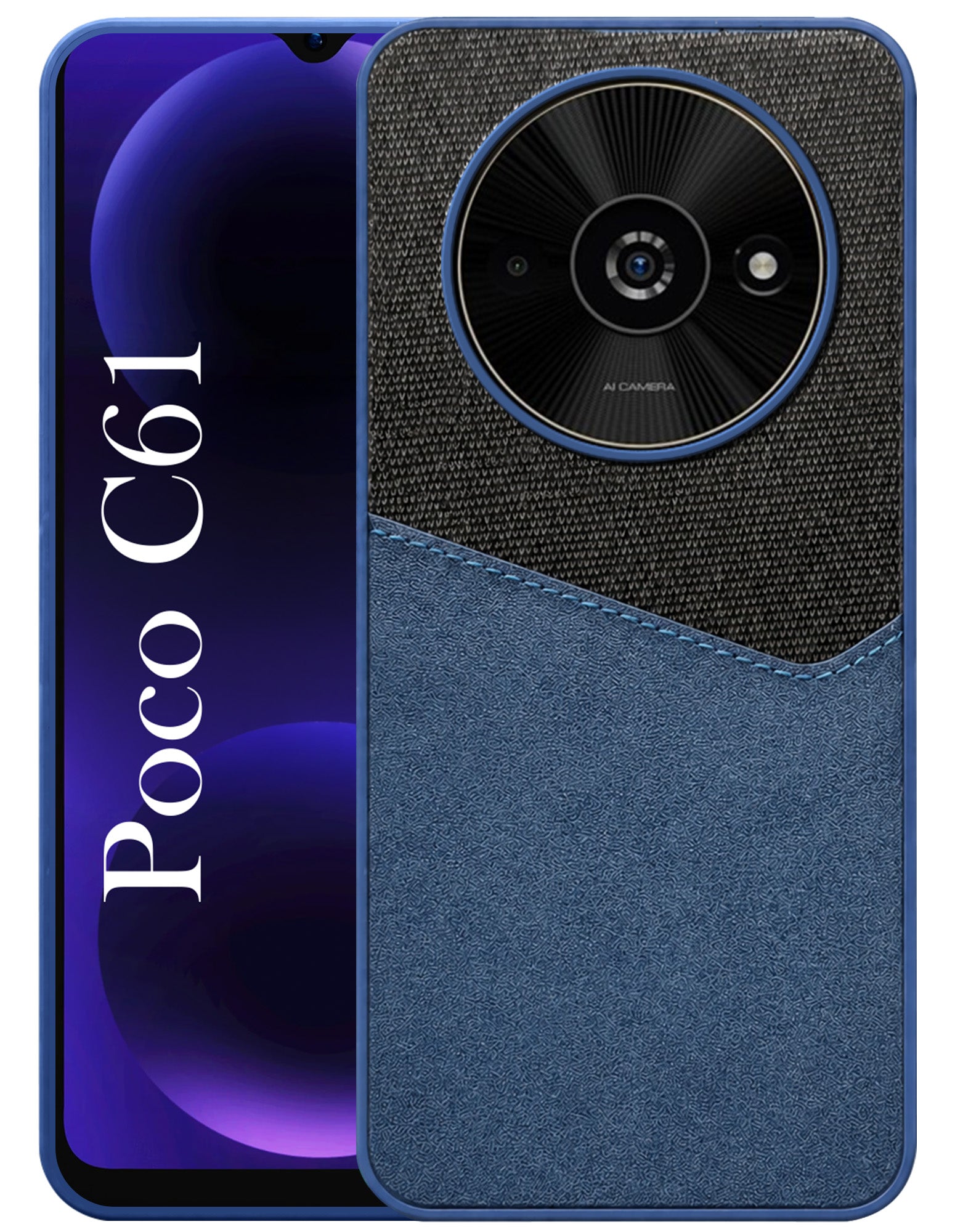 For Xiaomi Poco C61 Back Cover Case (Dual PU Leather Stitch | Professional Minimalist | Soft and Flexible)