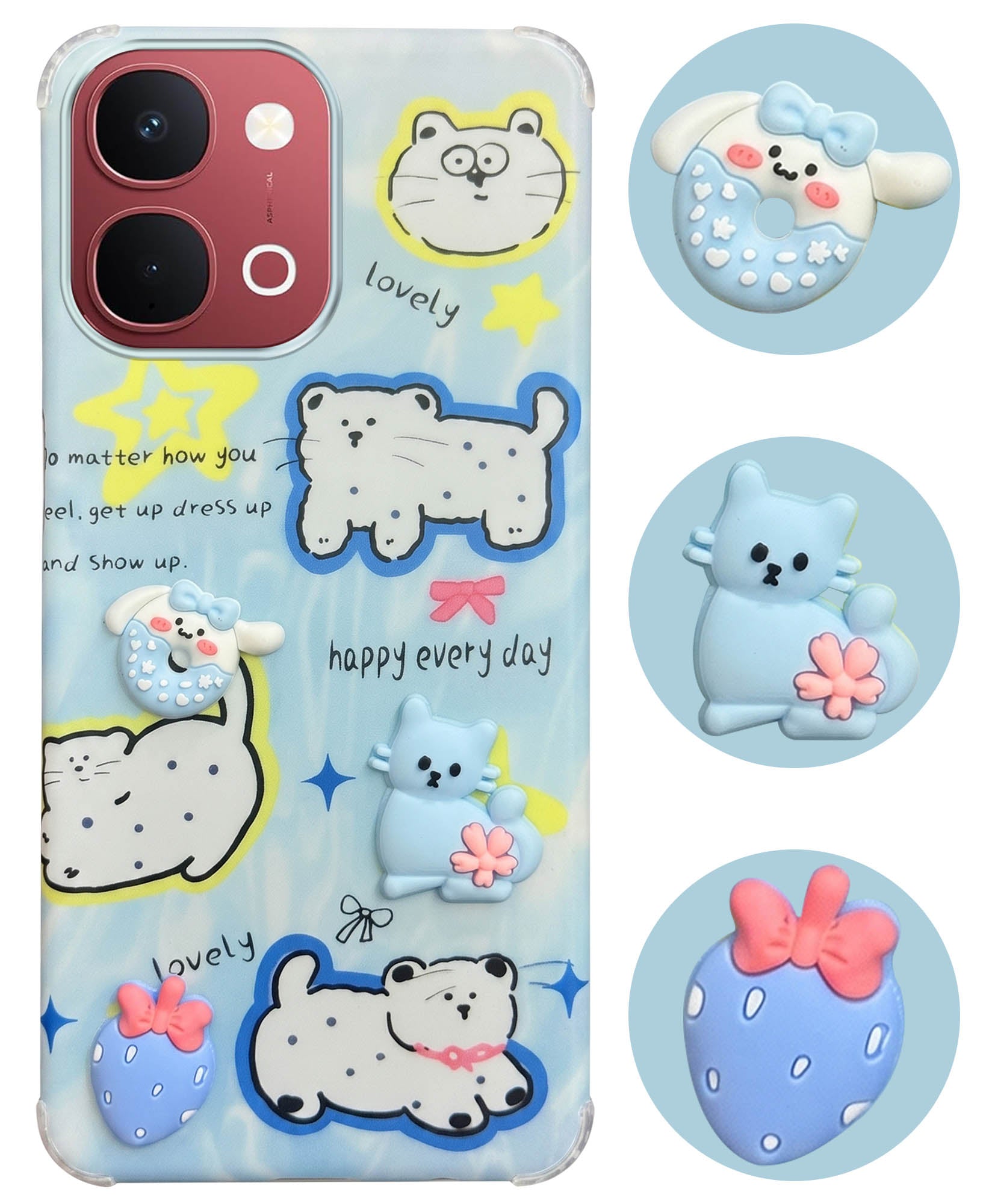 For Vivo Y31T 5G Back Cover Case (3D Cute Cartoons | Hard Back Side Soft | Matte Premium Finish | HD Printing)