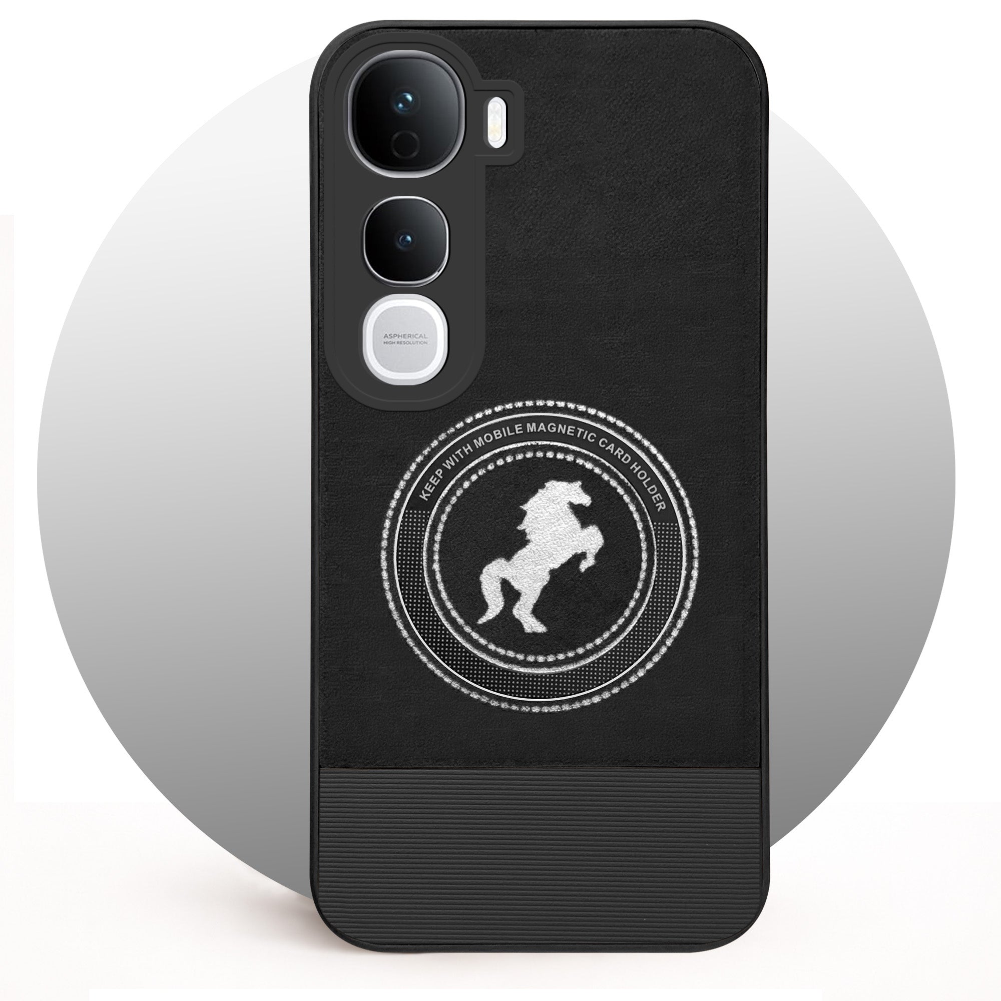 For Vivo Y400 Pro Back Cover Case PU Leather Finish (Professional Minimalist Texture | MagSafe Compatile | Camera Protection | Sleek Sober Formal)