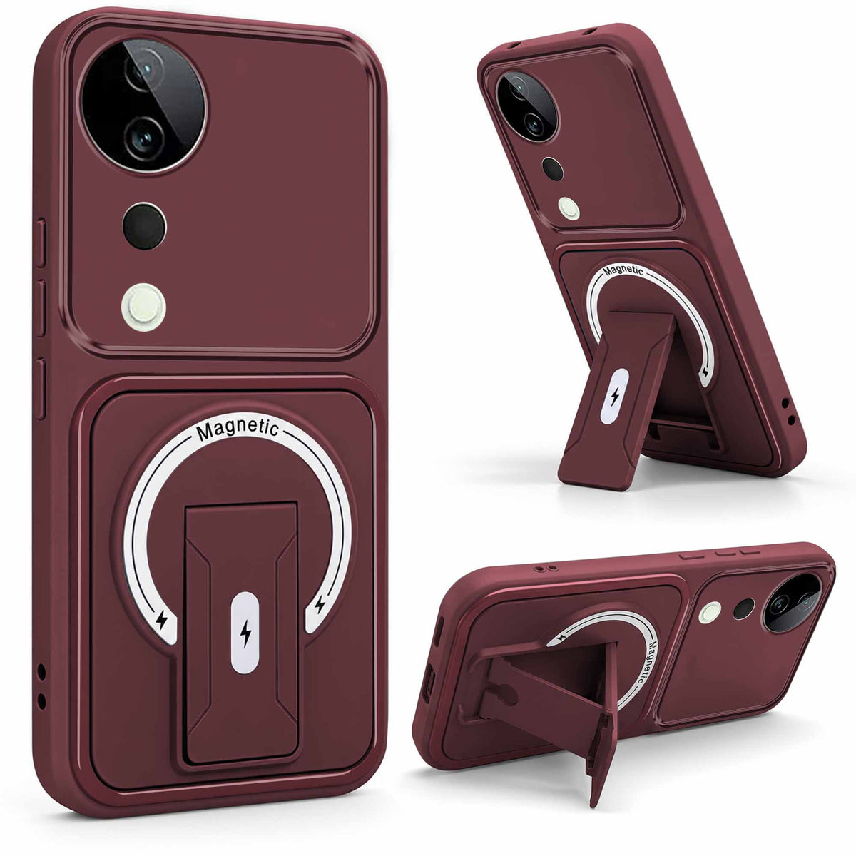 For Vivo T3 Ultra Back Case Cover Metallic (Hybrid Armor Kickstand | MagSafe Compatible | Camera Protection Shockproof)