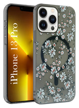 For Apple iPhone 13 Pro Back Cover Case  (Cute Floral Design | Flower Print for Girls | MagSafe Compatible Wireless Charging)