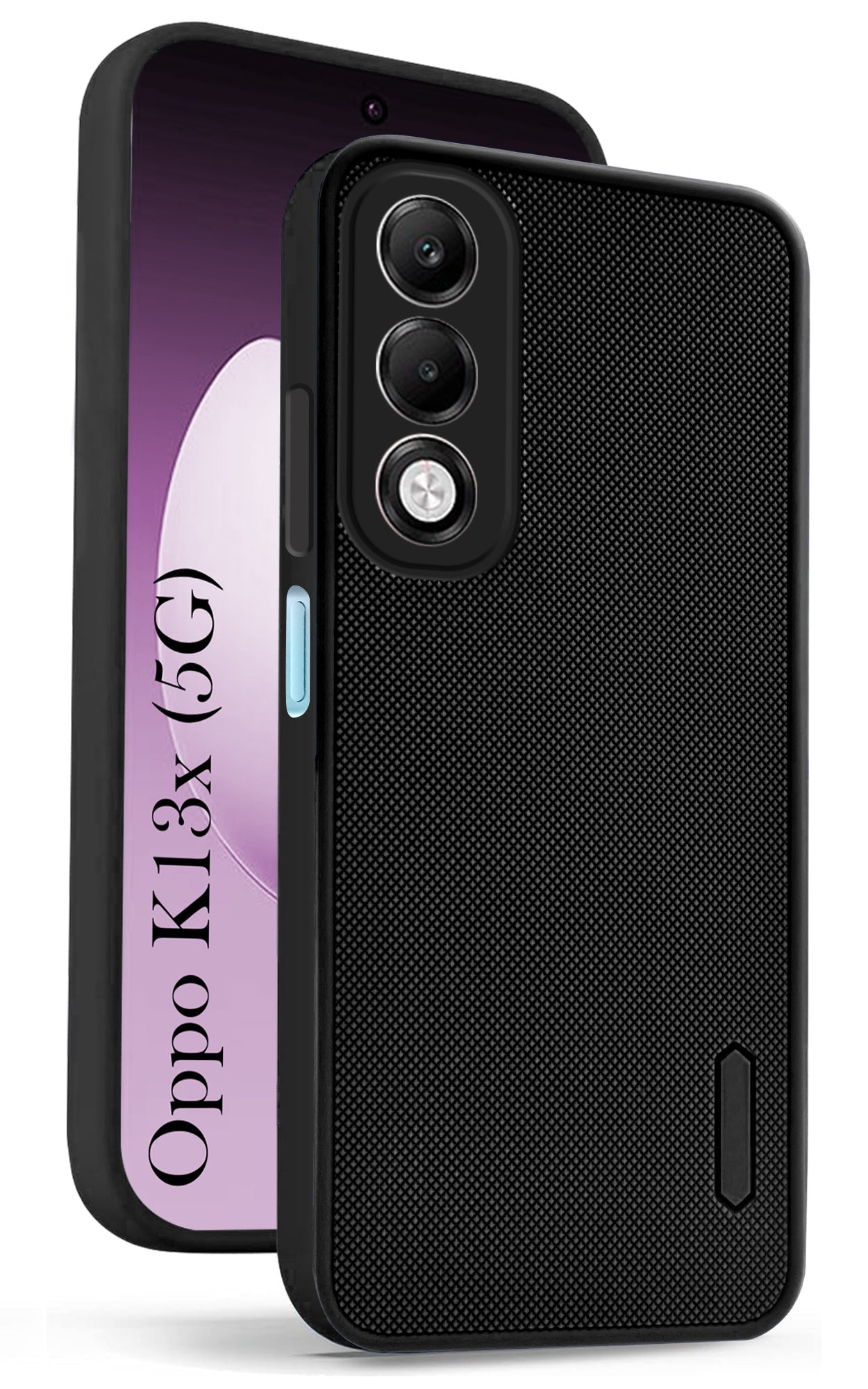 For Oppo K13X Back Cover Case (Textured Grip Design | Micro-Fiber Cloth Inside | Slim and Light Weight | Soft Touch and Feel | Black)