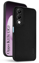 For Oppo K13X Back Cover Case (Textured Grip Design | Micro-Fiber Cloth Inside | Slim and Light Weight | Soft Touch and Feel | Black)