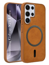 For Samsung Galaxy S24 Ultra Back Cover Case (Sleek Leather Finish | MagSafe Compatible Wireless Charging | Camera Bump Protection)