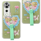 For Vivo T3 Ultra Back Cover Case (3D Cute Heart Strap Holder | Camera Protection | Designer Girls Print)
