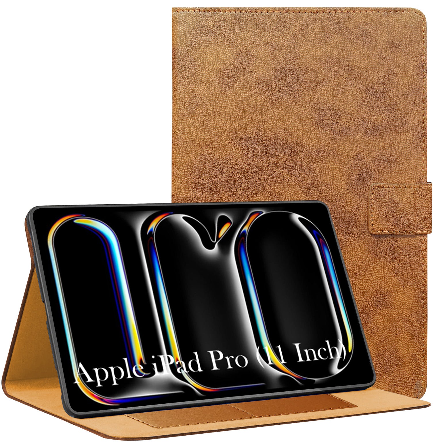 For Apple iPad Pro 11 Inch (2024) Flip Cover Folio Cover A2836/A2837/A3006/iPad16,3/6,4 (PU Leather | Multi-Angle Smart Stand | Card Storage Slots | Silicone Back Pouch)