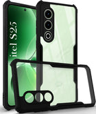 For Itel S25 Back Cover Case (Shockproof with Polycarbonate Clear Panel | Professional Black)