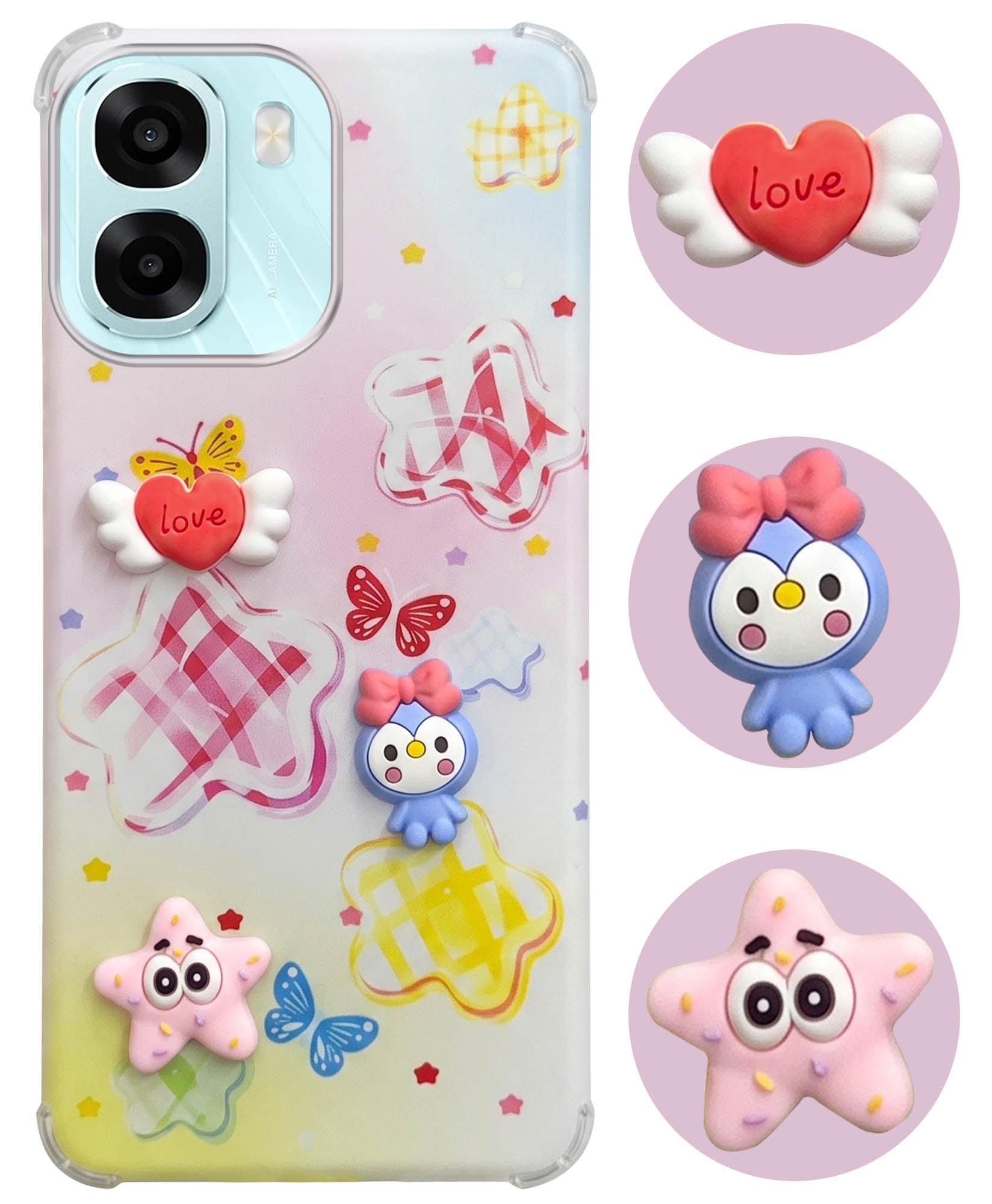 For Oppo A6X | Oppo A6S Back Cover Case (3D Cute Cartoons | Hard Back Side Soft | Matte Premium Finish | HD Printing)