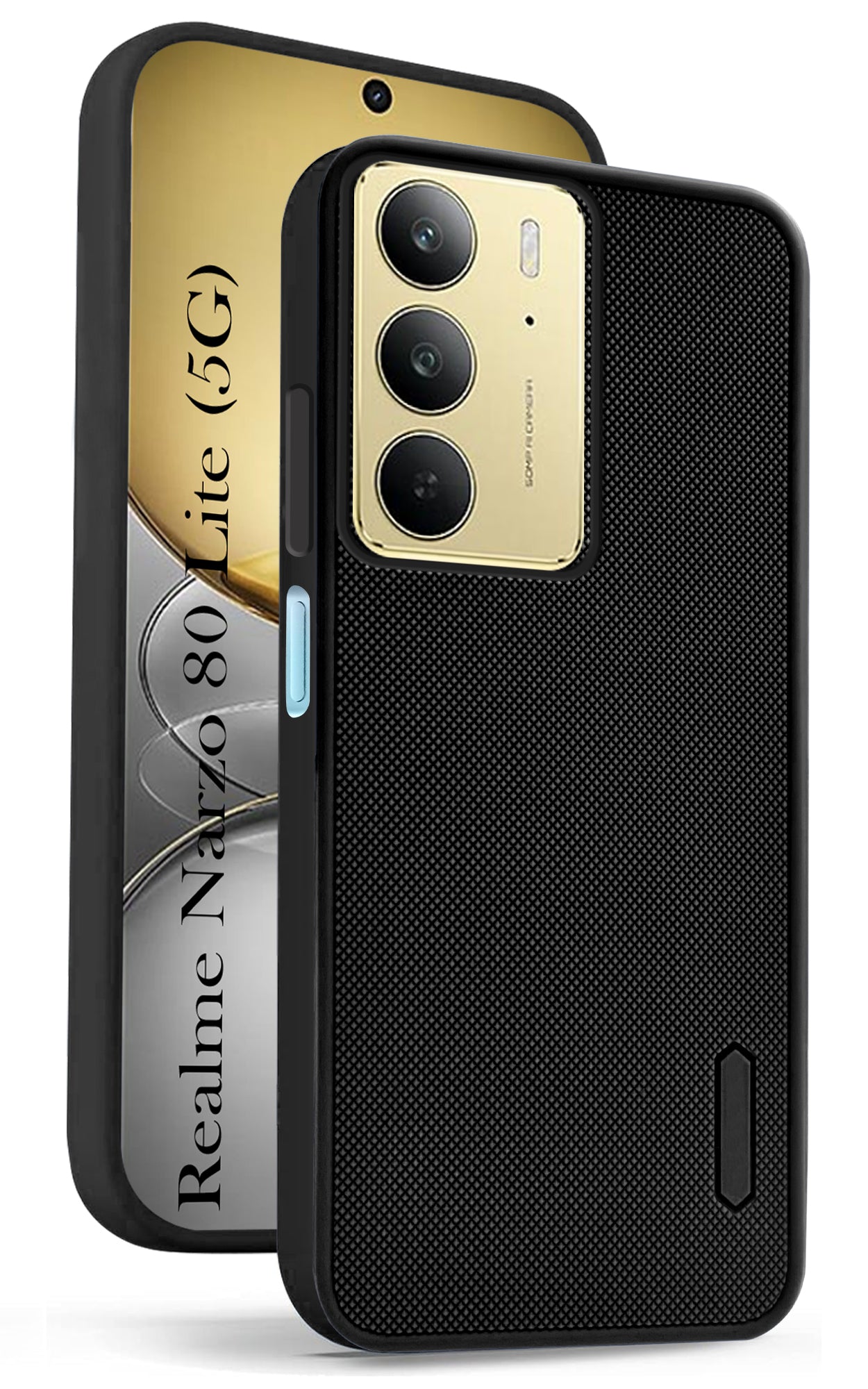 For Realme Narzo 80 Lite 5G Back Cover Case (Textured Grip Design | Micro-Fiber Cloth Inside | Slim and Light Weight | Soft Touch and Feel | Black)