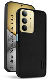 For Realme Narzo 80 Lite 5G Back Cover Case (Textured Grip Design | Micro-Fiber Cloth Inside | Slim and Light Weight | Soft Touch and Feel | Black)