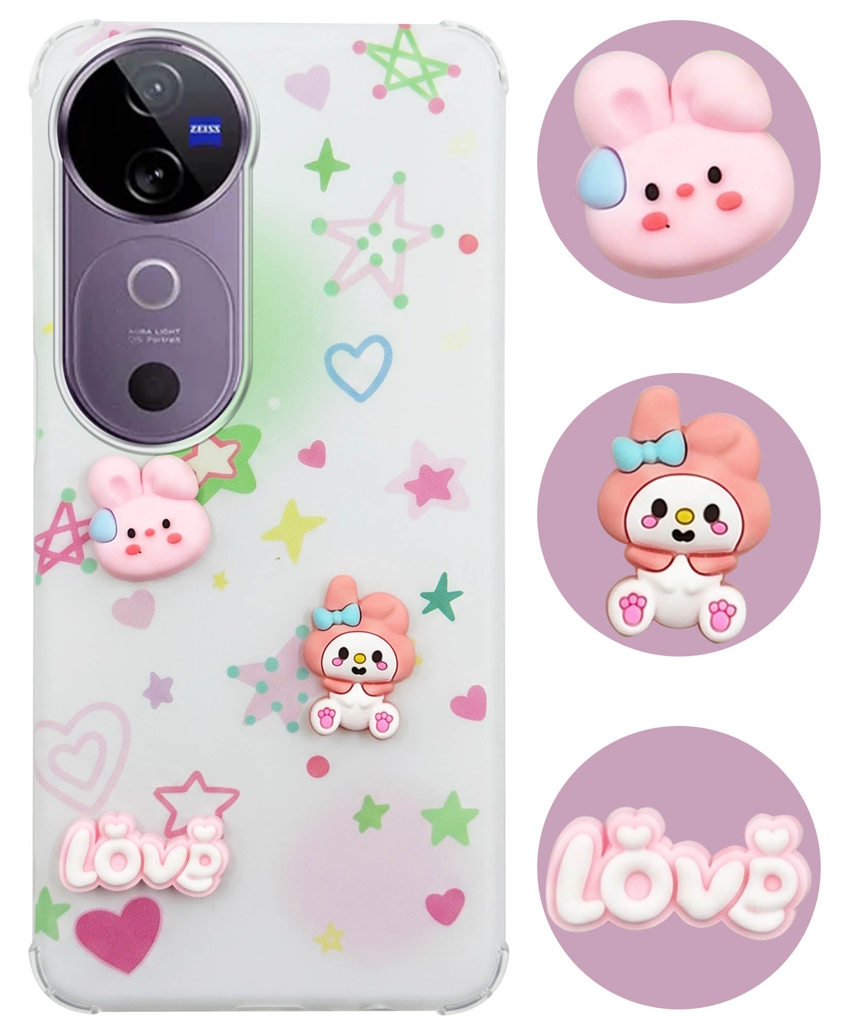For Vivo V40 | Vivo V40 Pro 5G Back Cover Case (3D Cute Cartoons | Hard Back Side Soft | Matte Premium Finish | HD Printing)