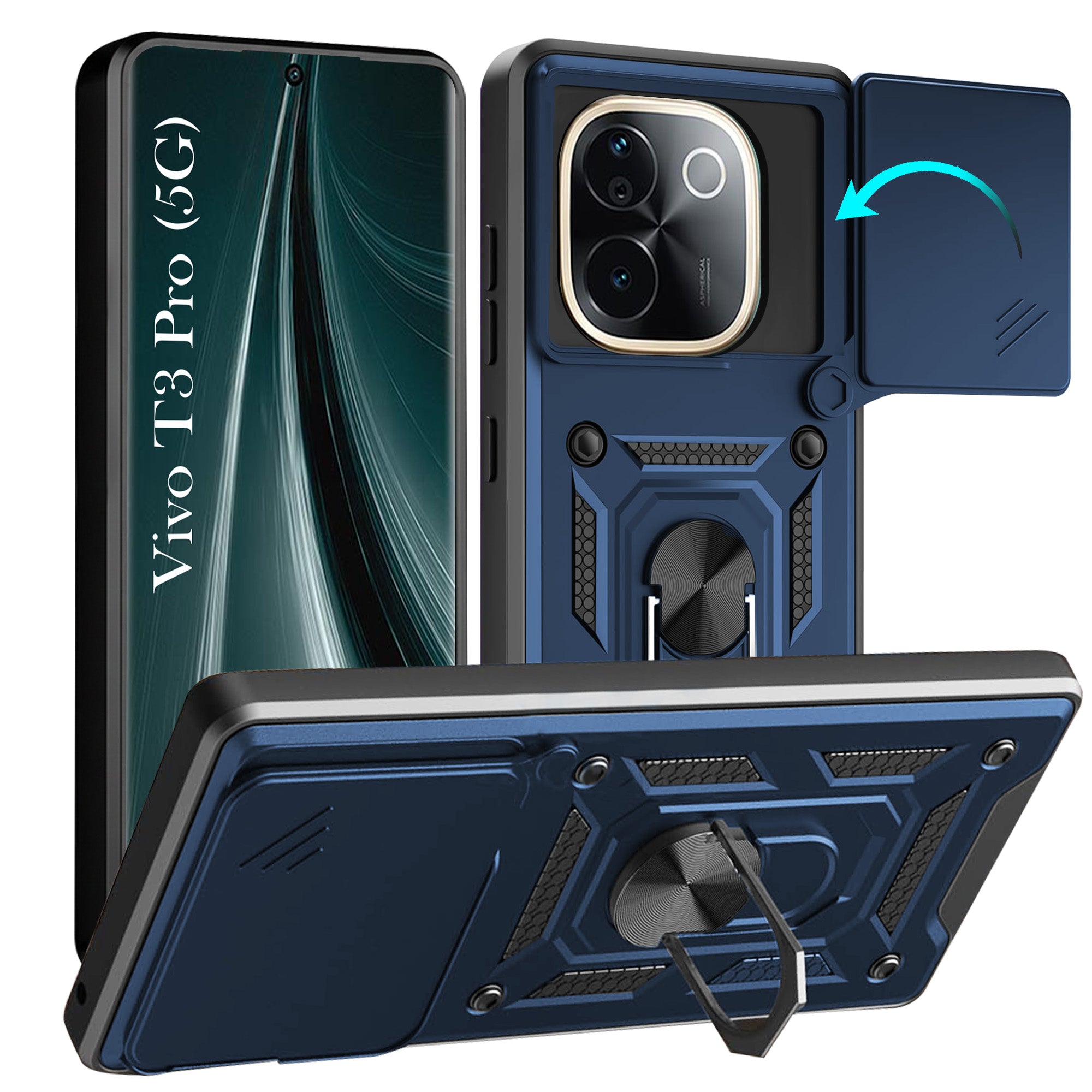 For Vivo T3 Pro Back Cover Case (Hybrid Dual Armor Polycarbonate)