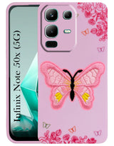 For Infinix Note 50x Back Cover CaseSoft Butterfly Embroidery | Women Teen Girls | Camera Protection| Matte Silicone)