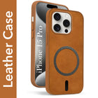For Apple iPhone 15 Pro Back Cover Case Leather Finish (MagSafe Compatible Wireless Charging | Soft Touch | Camera Bump Protection)