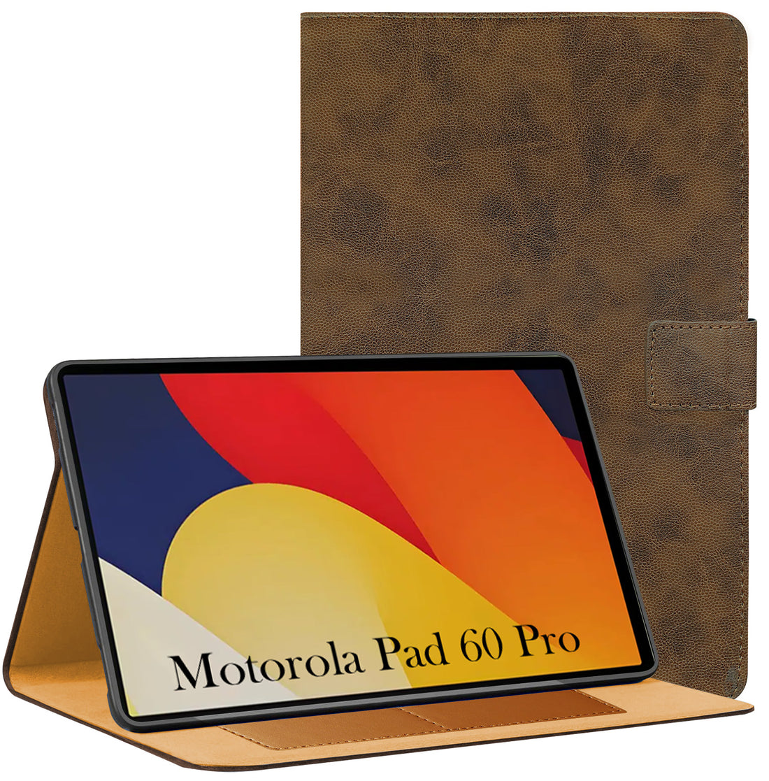 For Motorola Moto Pad 60 Pro 12.7 Inch Flip Cover Folio Cover (PU Leather | Multi-Angle Smart Stand | Card Storage Slots | Silicone Back Pouch)