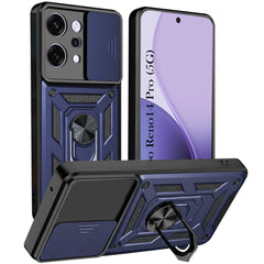 For Oppo Reno14 Pro 5G | Oppo Reno 14 Pro 5G Back Cover Case (Sliding Shutter Camera Protection | Polycarbonate |Ring Holder Kickstand)