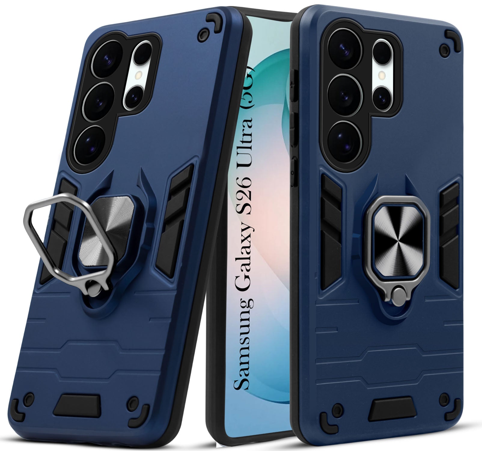 For Samsung Galaxy S26 Ultra Hybrid Armor Back Cover Case (Shockproof Dual Layer Polycarbonate |Ring Holder Kickstand)