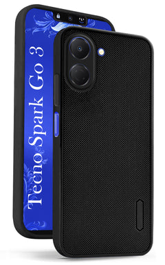 For Tecno Spark Go 3 Back Cover Case Rubberised (Textured Grip Design | Micro-Fiber Cloth Inside | Slim and Light Weight | Soft Touch and Feel)