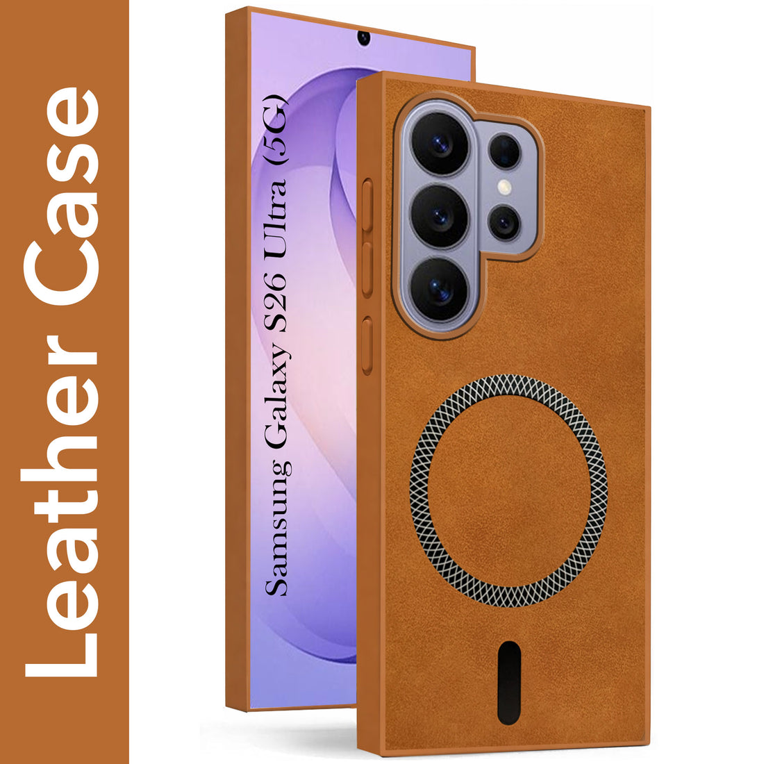 For Samsung Galaxy S26 Ultra Back Cover Case Leather Finish (MagSafe Compatible Wireless Charging | Soft Touch | Camera Bump Protection)