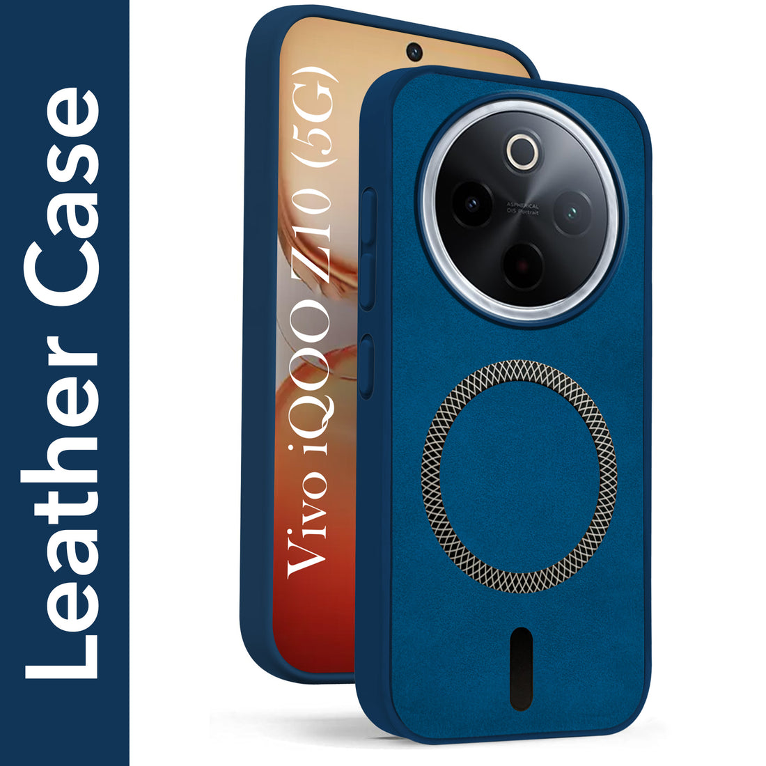 For Vivo iQOO Z10 Back Cover Case Leather Finish (MagSafe Compatible Wireless Charging | Soft Touch | Camera Bump Protection)