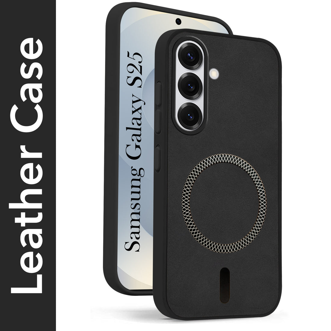 For Samsung Galaxy S25 Back Cover Case (Sleek Leather Finish | MagSafe Compatible Wireless Charging | Camera Bump Protection)