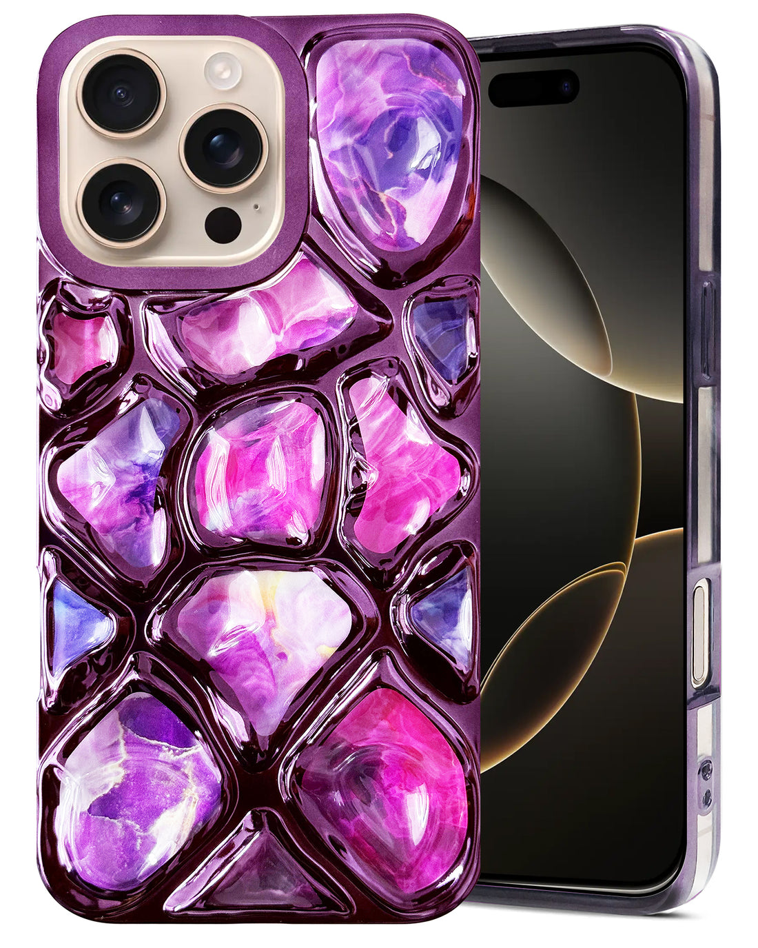 For Apple iPhone 16 Pro Back Cover Case ( Dual Design Glitter Sparkle and Detachable Diamond Print Case | Soft and Flexible)