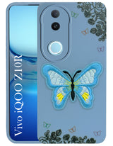 For Vivo iQOO Z10R Back Cover Case (Soft Butterfly Embroidery | Women Teen Girls | Camera Protection| Matte Silicone)