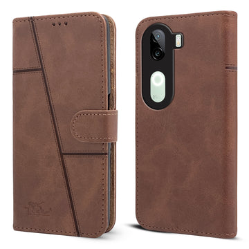 For Vivo V40e Flip Cover Case (Stitched Leather with Magnetic Closure)