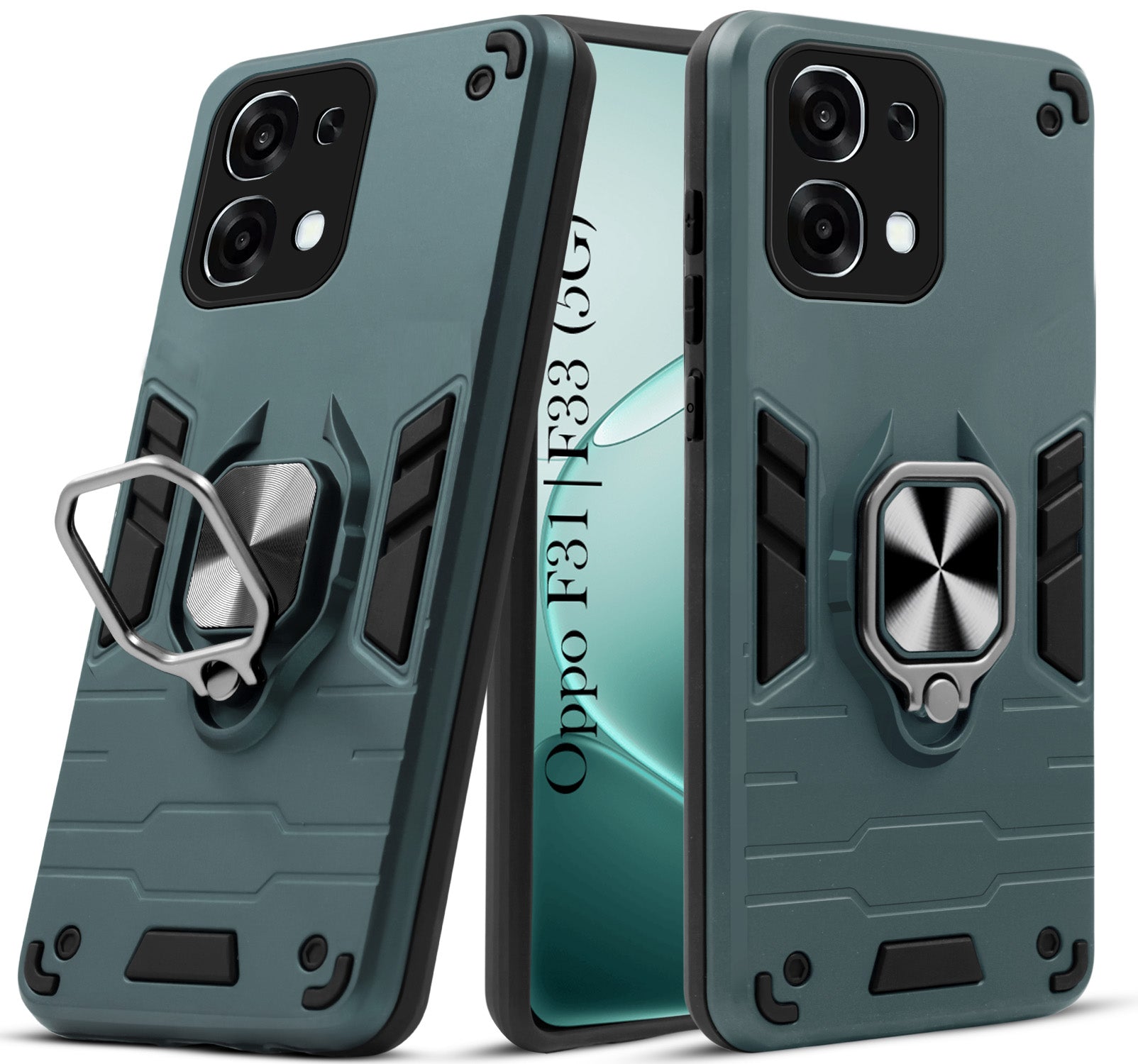 For Oppo F31 5G | Oppo F33 5G Back Cover Case Hybrid Armor (Shockproof Dual Layer Polycarbonate |Ring Holder Kickstand)