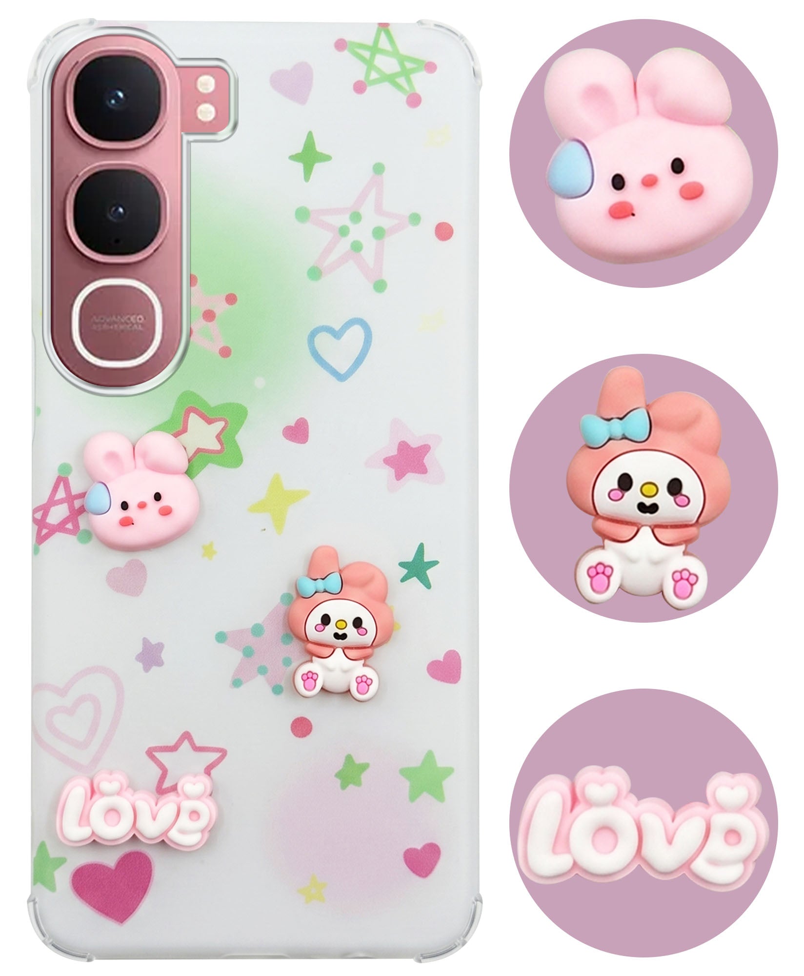 For Vivo Y31 5G Back Cover Case (3D Cute Cartoons | Hard Back Side Soft | Matte Premium Finish | HD Printing)