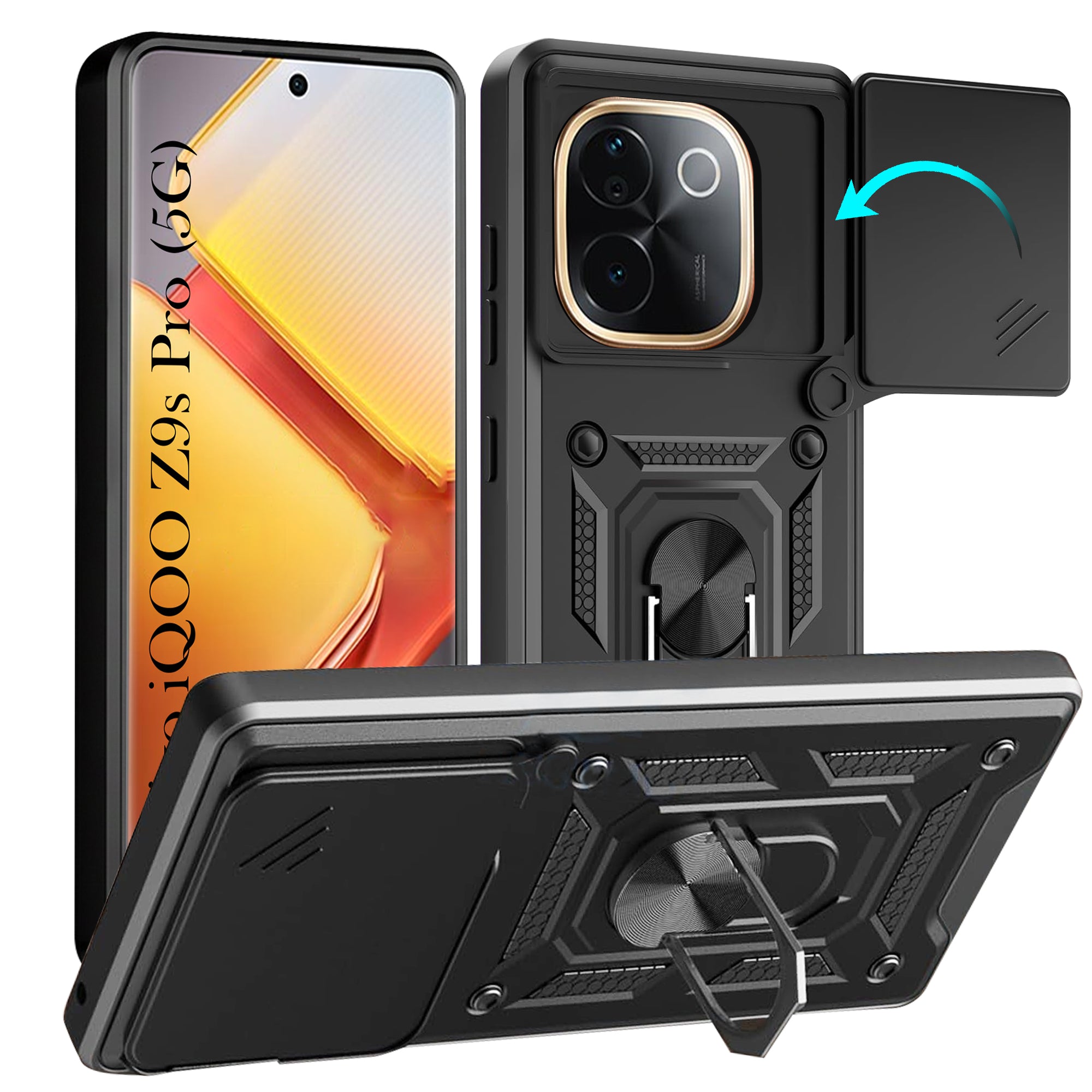 For vivo iQOO Z9s Pro Back Cover Case (Hybrid Dual Armor Polycarbonate)