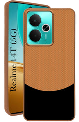 For Realme 14T Back Cover Case (Elegant PU Leather Finish | Premium Minimalist Professional | Camera Protection Bump)