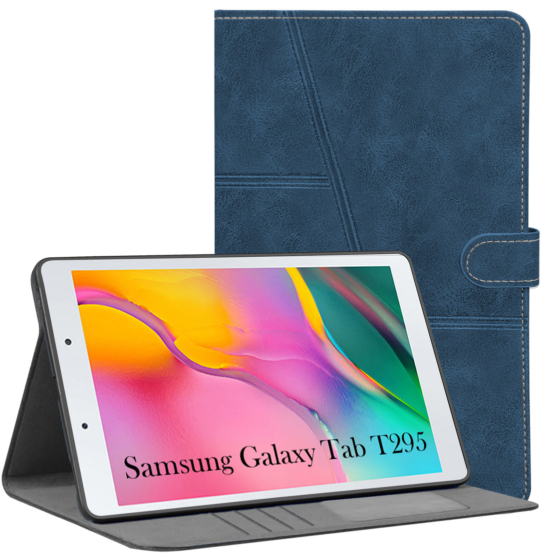 For Flip Cover Folio Case Samsung Galaxy Tab T295 (SM-T290, SM-T295) 8 Inch(PU Leather | Multi-Angle Smart Stand | Card Storage Slots | Silicone Back Pouch)