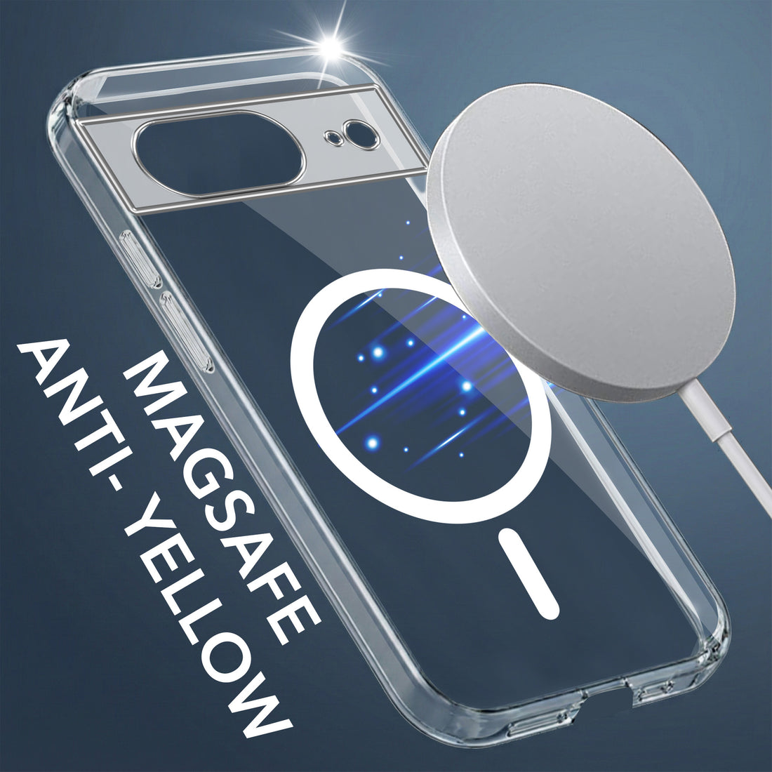 For Google Pixel 8 Back Cover Case Lifetime Anti-Yellow MagSafe Compatible Clear (Sleek Hard Crystal | Shockproof and Camera Protection)