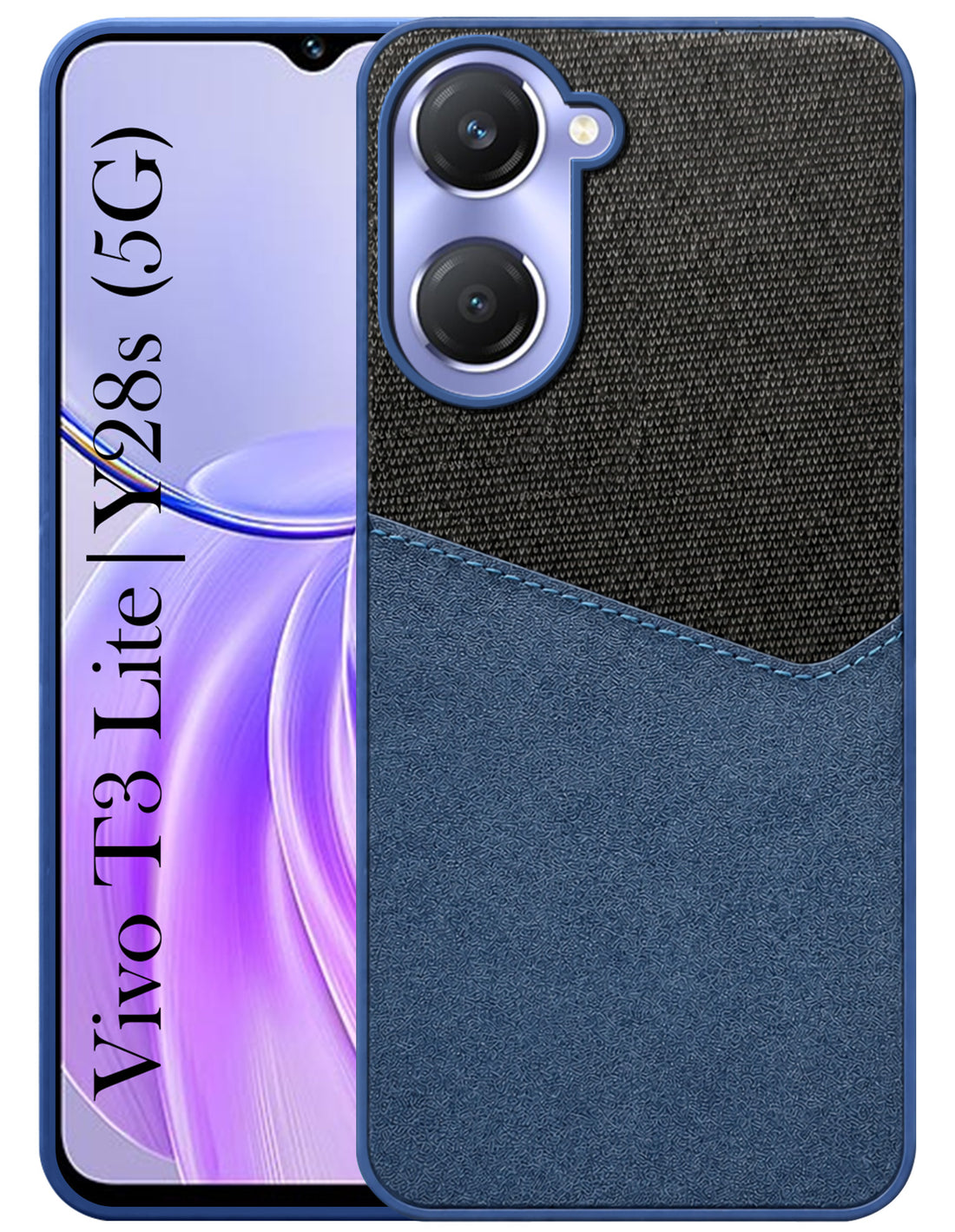 For Vivo T3 Lite 5G | Vivo Y28s 5G Back Cover Case (Dual PU Leather Stitch | Professional Minimalist | Soft and Flexible)